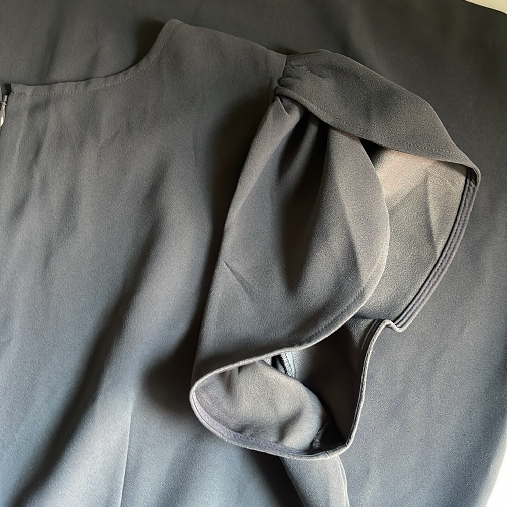 LOFT Fit Flare Dress with Shoulder Button Detail Size 18 PLUS Steel Gray Midi - Picture 8 of 11